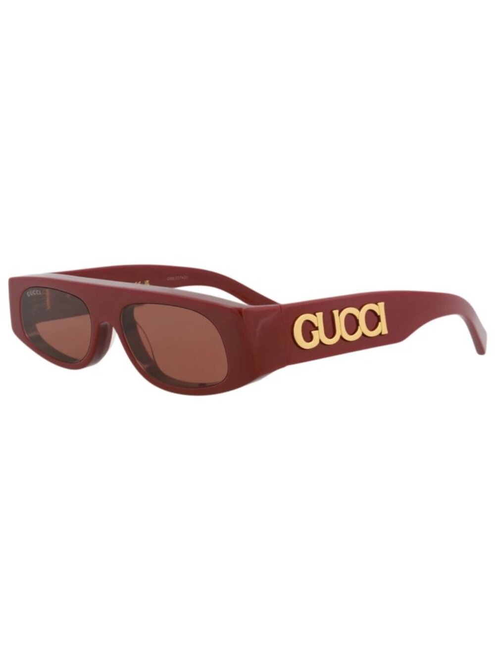 New Gucci Women's Sunglasses Square Rectangle Recycled Acetate Frame Burgundy